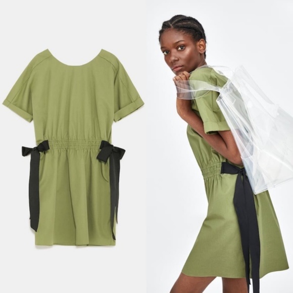 Zara Dresses & Skirts - Zara Collection Contrast Ties Army Button Dress